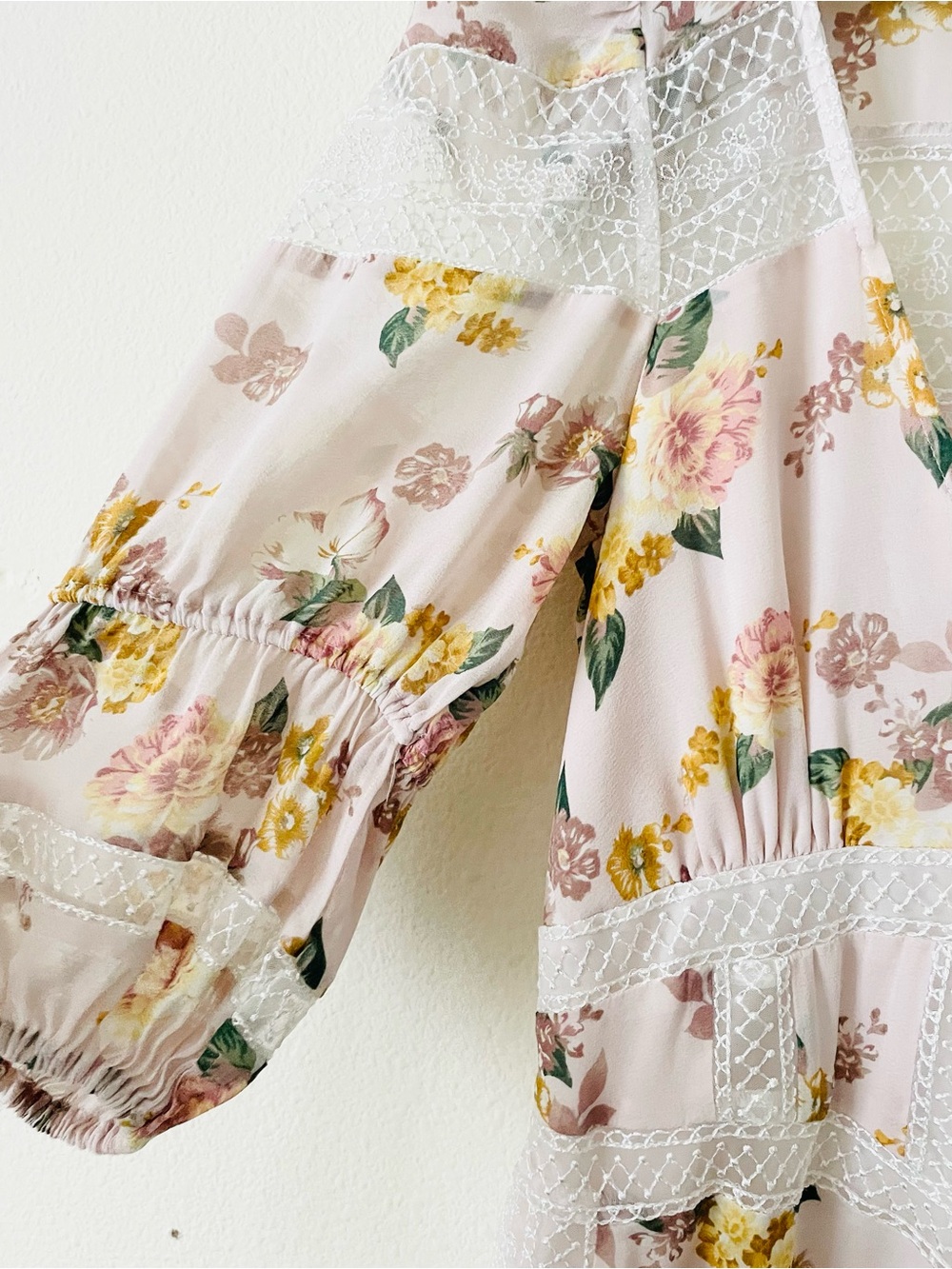 For Love & Lemons SMALL Isadora pink floral short sleeve mini dress - Picture 6 of 10